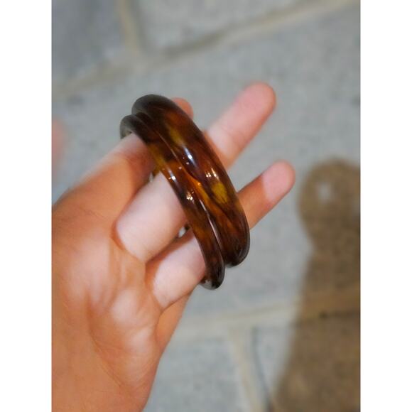 Boutique Retro Vintage-Style Tortoiseshell-Look Lucite Bangles ~ Casual - Picture 7 of 8